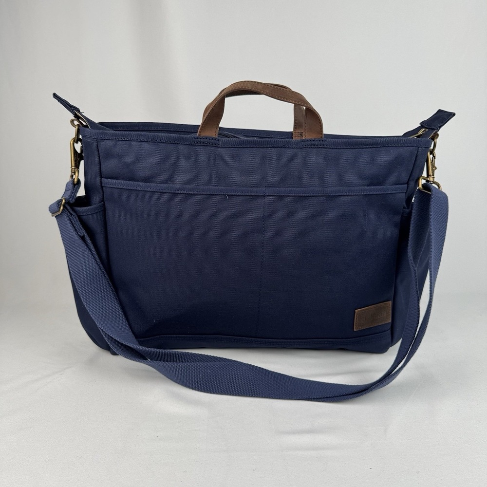 L.L.Bean Stonington Daily Commuter Travel Work Bag Navy Blue Canvas 17"